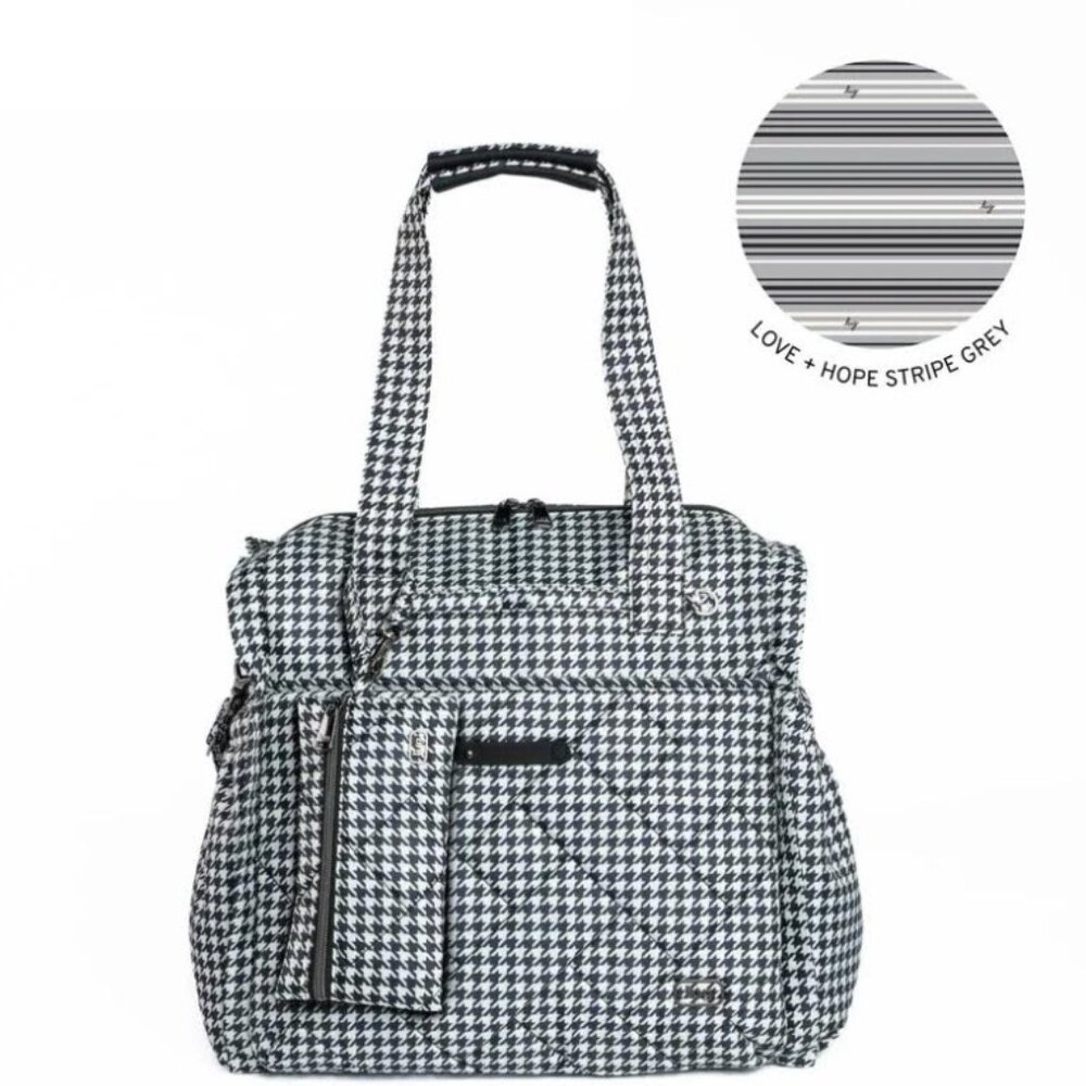 Lug Saunter Quilted Weekender Bag plus Travel Pouch Micro Houndstooth Black